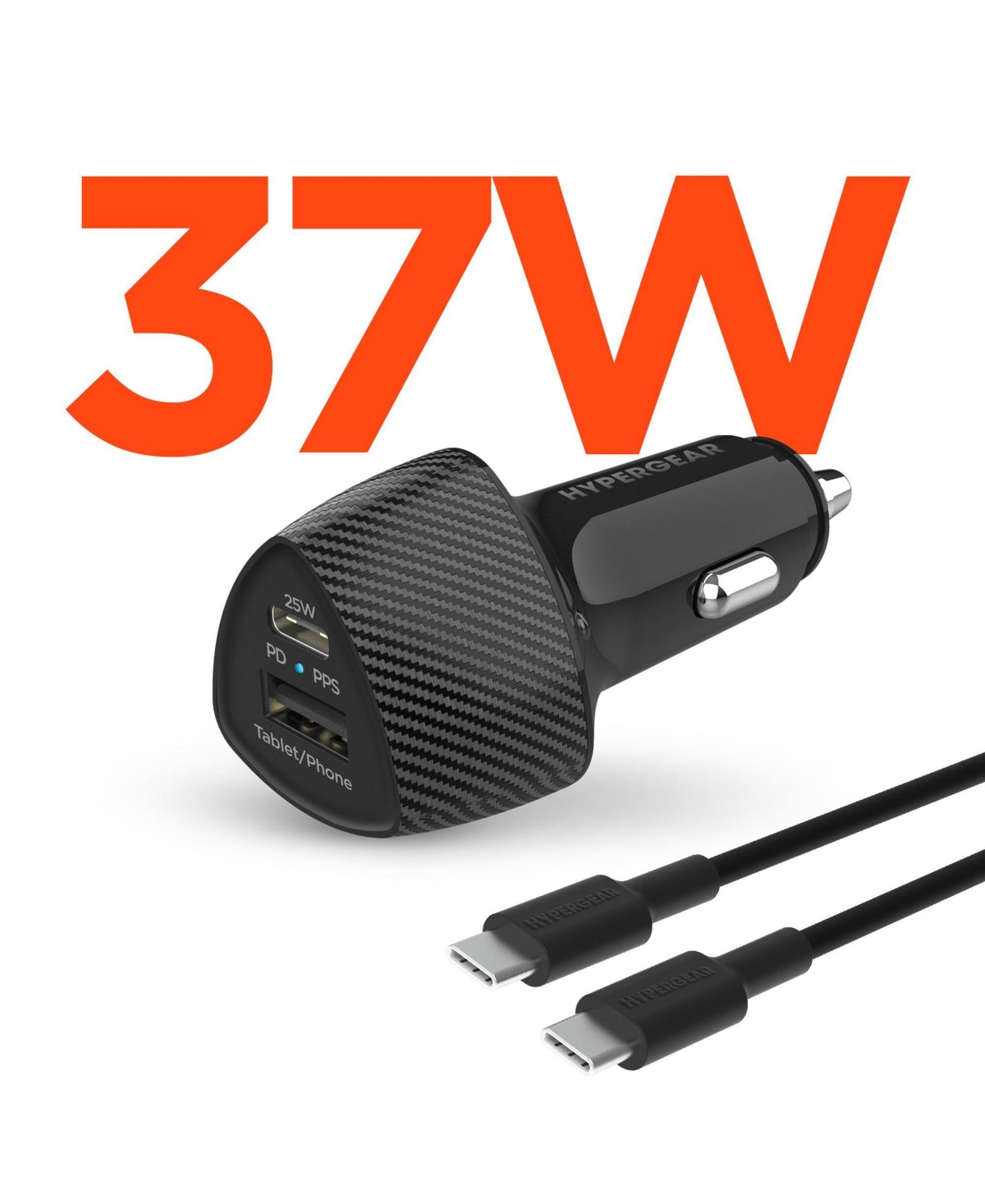 HyperGear SpeedBoost Dual-Output Fast 25W Usb-c Power Delivery with Pps Car Charger for Android, iPhone & iPad