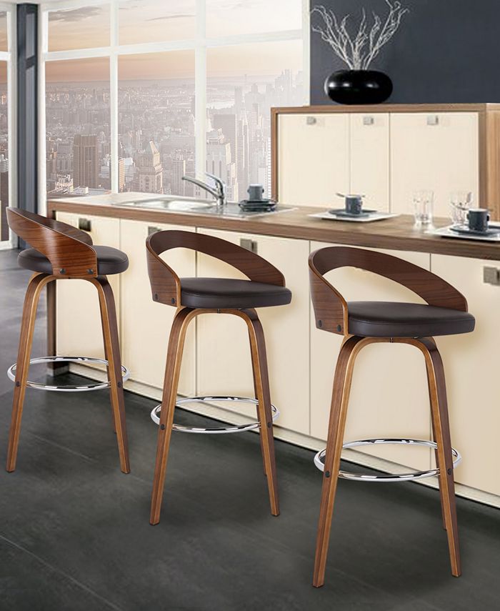 Armen Living Sonia 26" Counter Height Barstool in Walnut Wood Finish