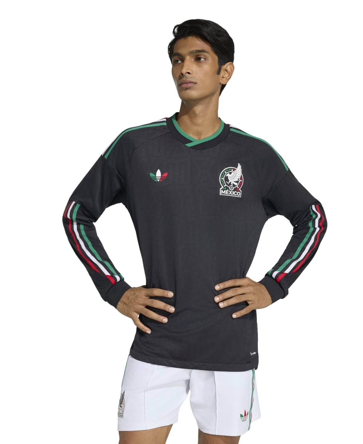 adidas Big Boys and Girls Black Mexico National Team 2026 Third Long Sleeve Authentic Jersey - Black