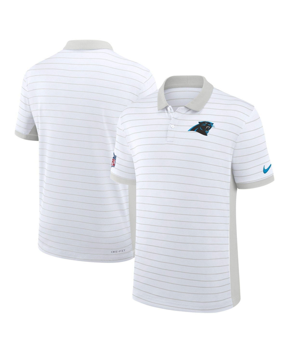 Nike Men's White Carolina Panthers Sideline Victory Stripe Dri-fit Polo Shirt