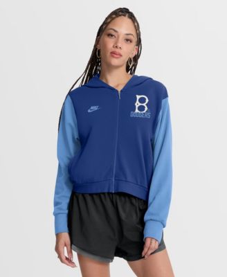 Women's Royal/Light Blue Brooklyn Dodgers Cooperstown Collection Cropped Full-Zip Hoodie