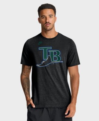 Men's Heather Black Tampa Bay Rays Cooperstown Logo Tri-Blend T-Shirt