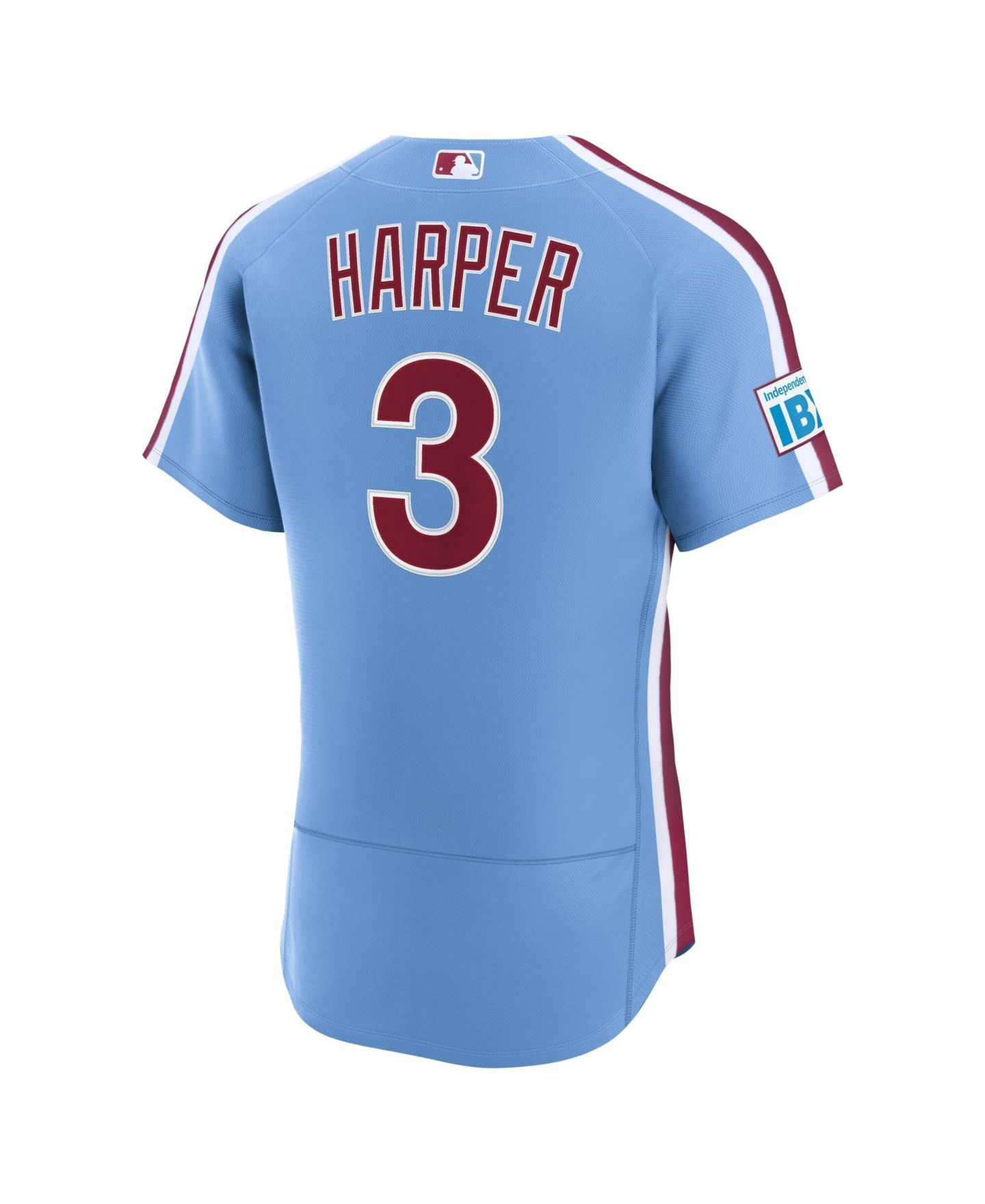 Мужской топ Nike Bryce Harper Light Blue Philadelphia Phillies Alternate Authentic Sponsor Patch Jersey — фото 3