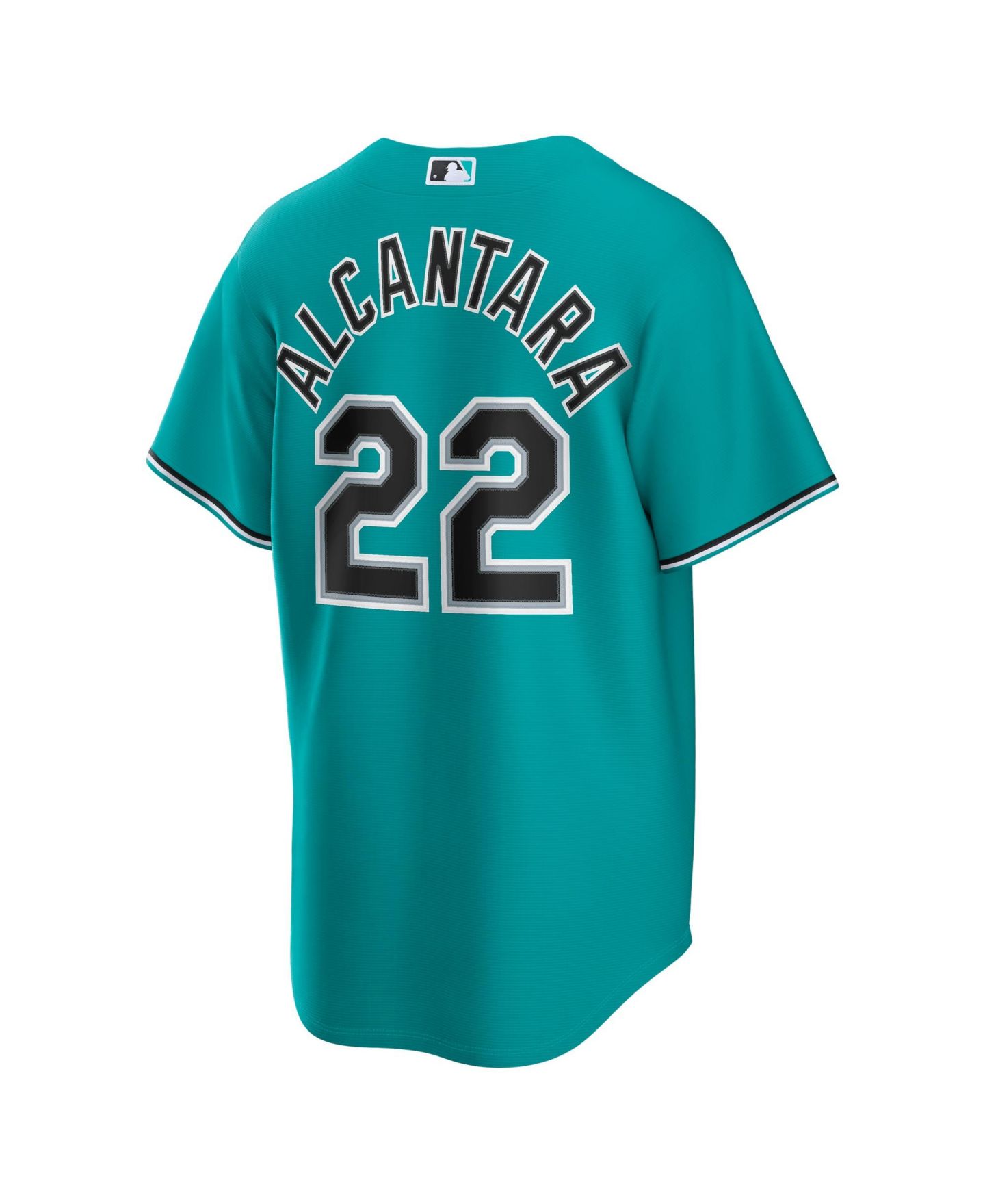 Мужской топ Nike Sandy Alcantara Teal Miami Marlins Alternate Replica Jersey — фото 3