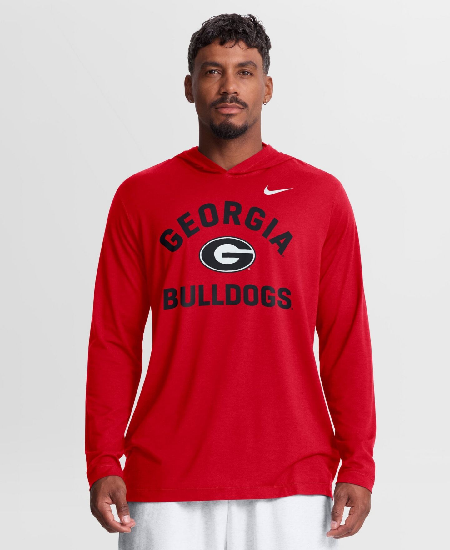 Мужская футболка Nike Red Georgia Bulldogs Primetime Arch Tri-Blend Dri-FIT Long Sleeve Hooded — фото 1