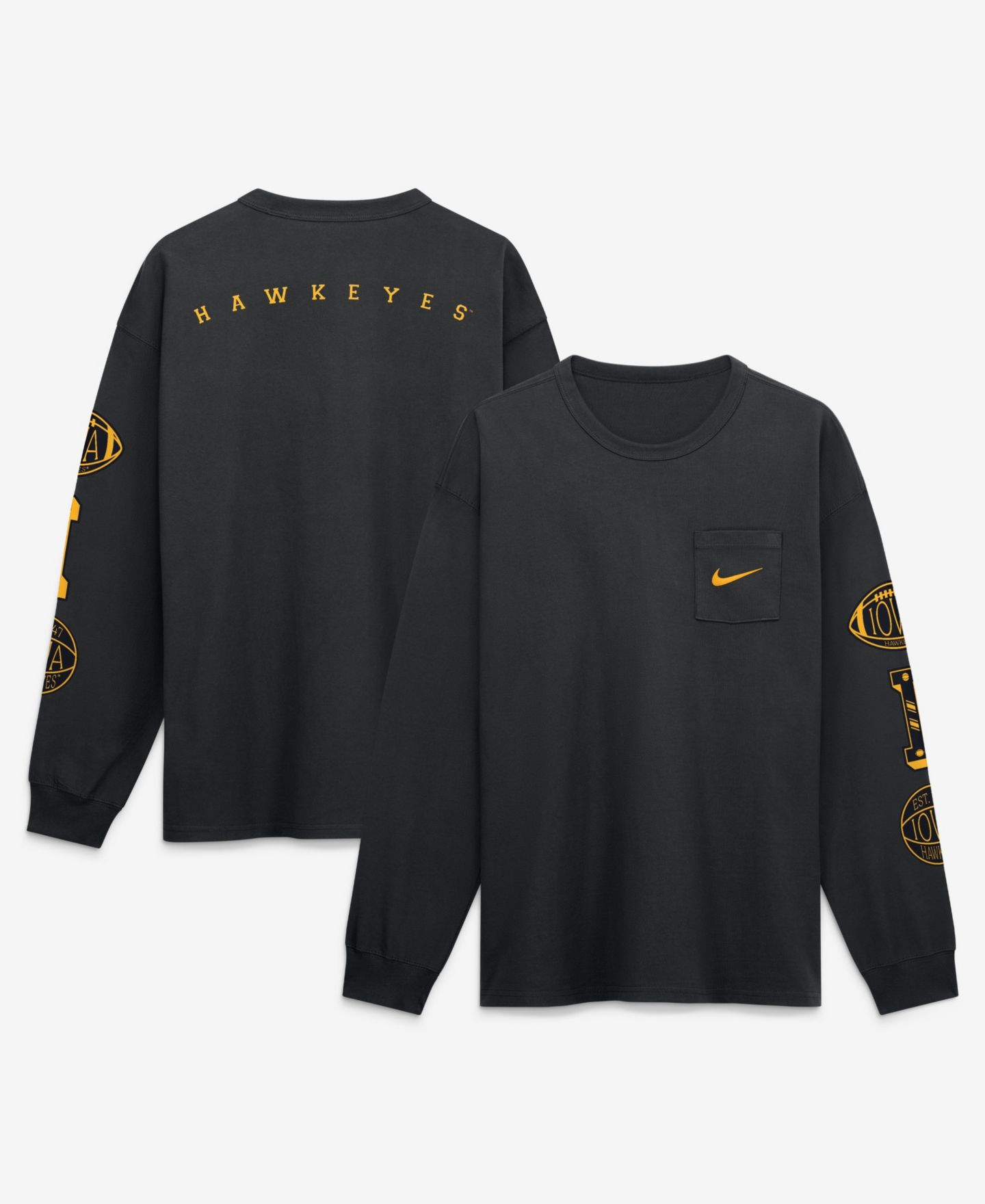 Мужская футболка Nike Black Iowa Hawkeyes Academic Long Sleeve Pocket — фото 1
