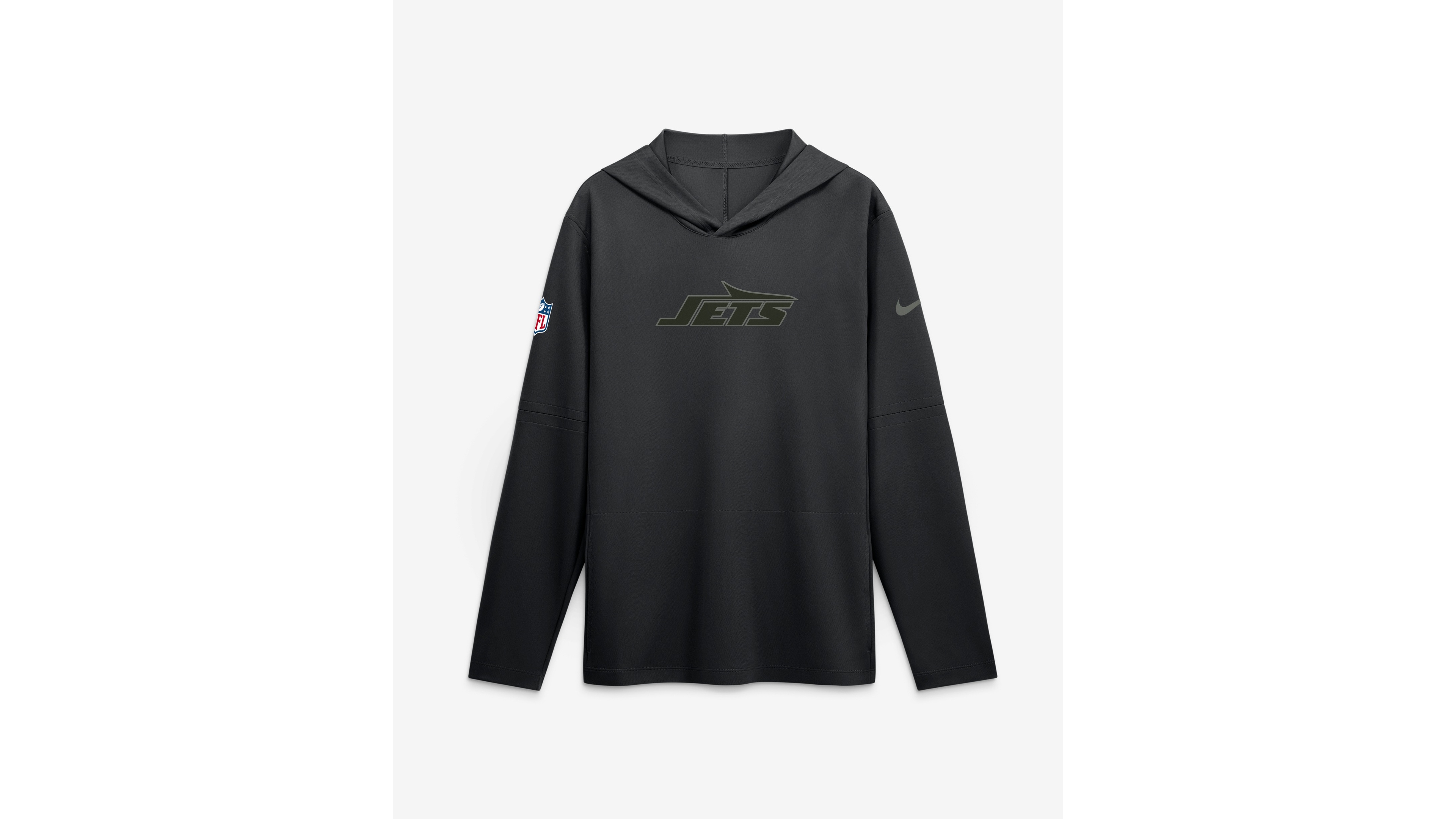 Nike Men's Black New York Jets Rivalries Collection Sideline Lightweight Hooded Long Sleeve Sweatshirt