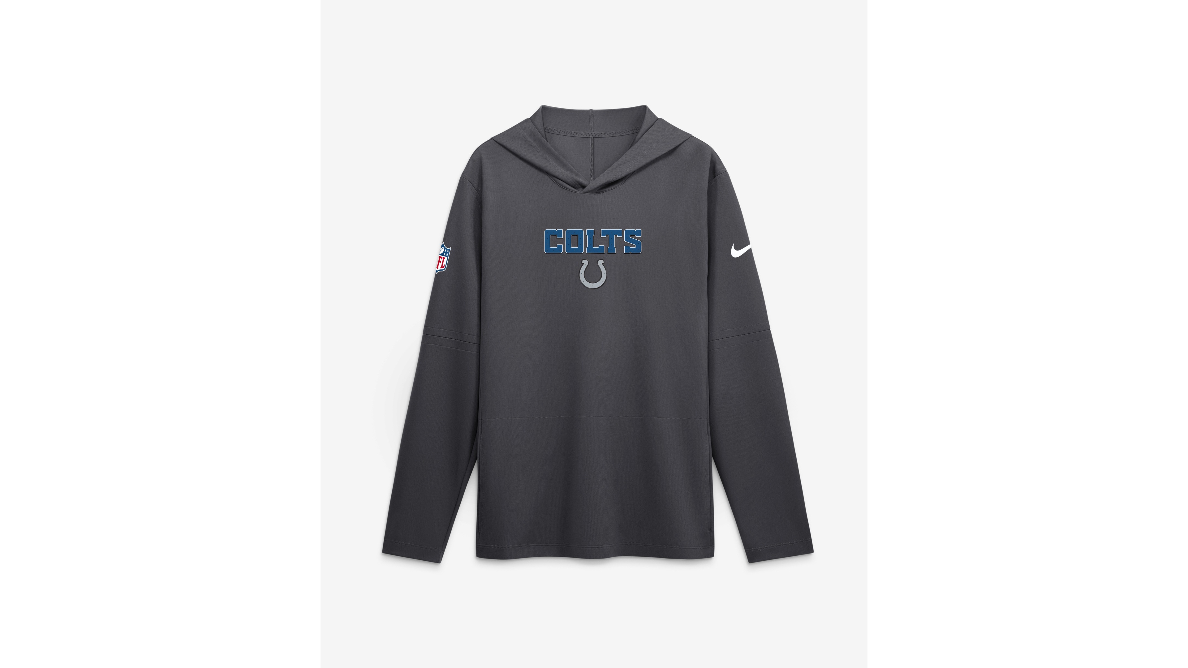Nike Men's Anthracite Indianapolis Colts 2026 Rivalries Collection Sideline Lightweight Hooded Long Sleeve Sweatshirt