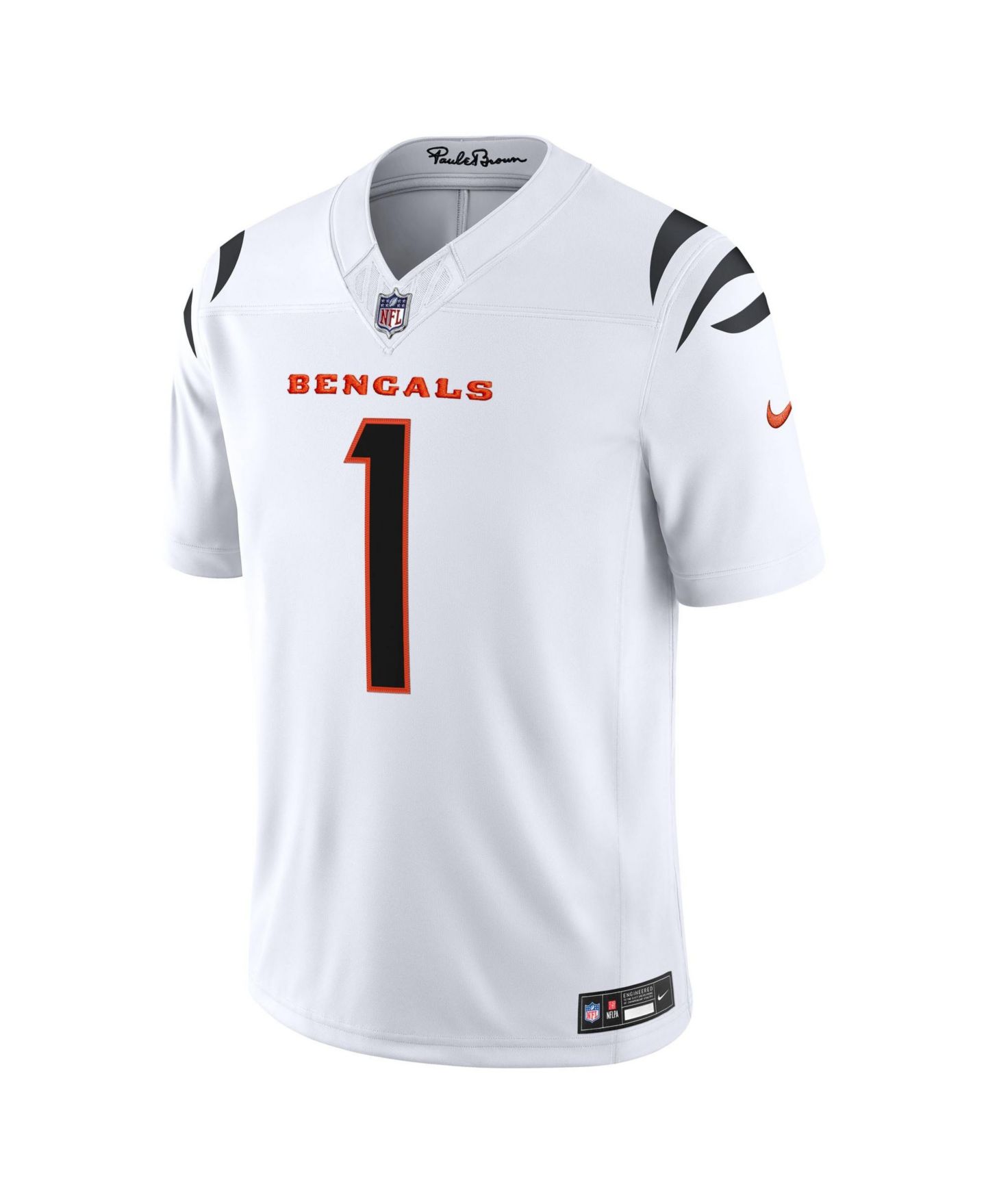 Мужской топ Nike Ja'Marr Chase White Cincinnati Bengals Vapor F.U.S.E. Stitched Limited Jersey — фото 2
