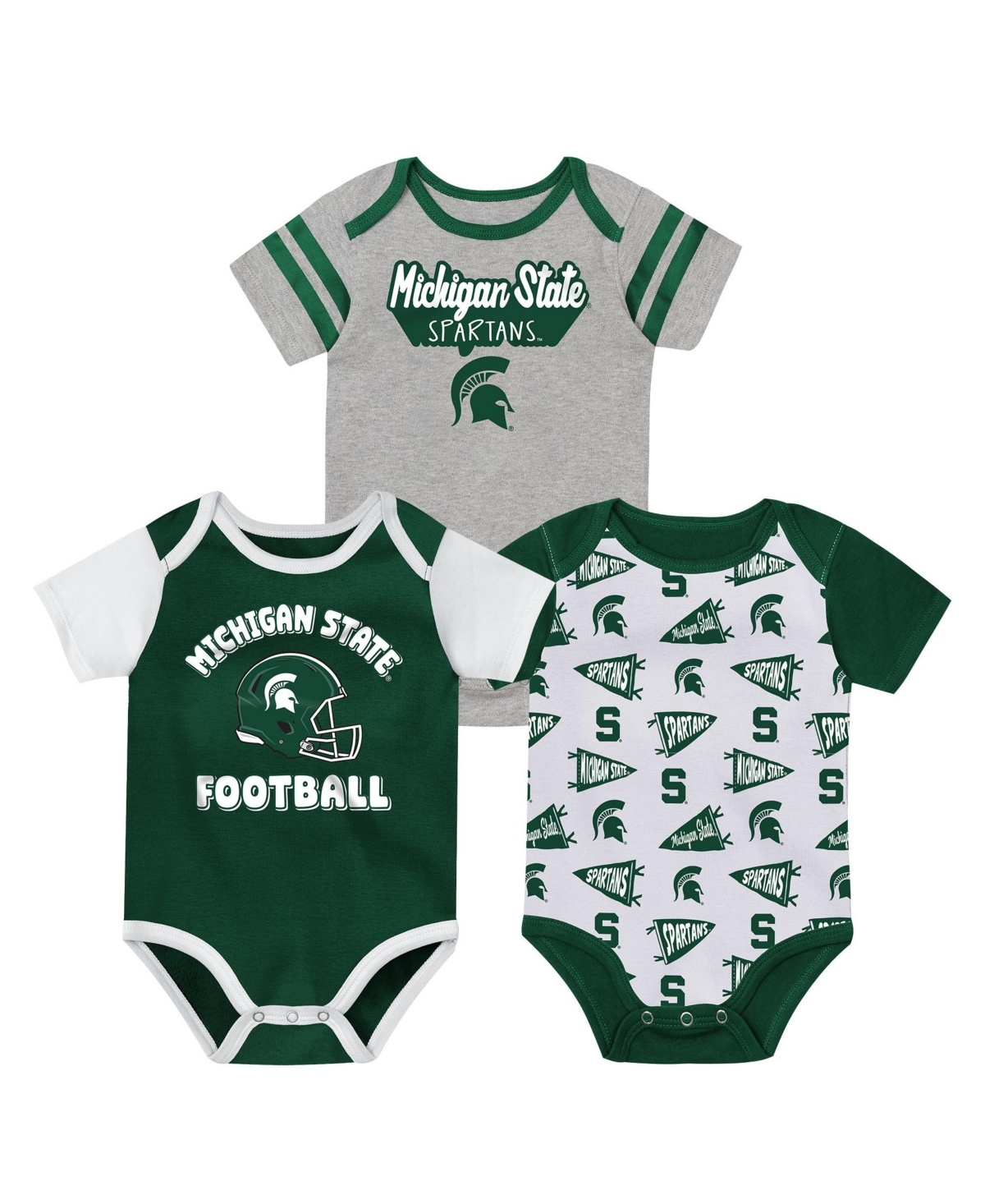 Outerstuff Baby Boys and Girls Green Michigan State Spartans Star Player Three-Piece Bodysuit Set