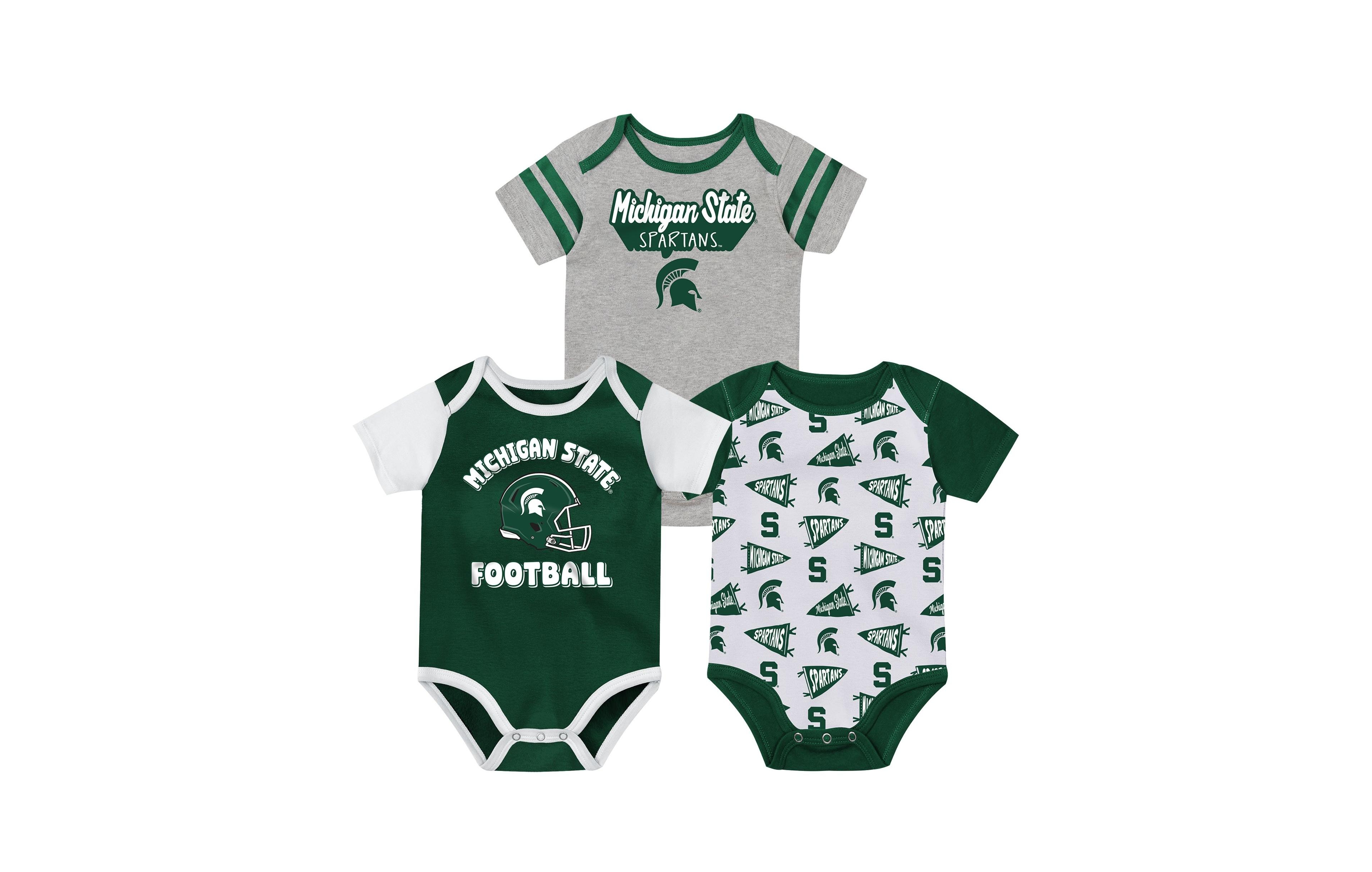 Outerstuff Baby Boys and Girls Green Michigan State Spartans Star Player Three-Piece Bodysuit Set