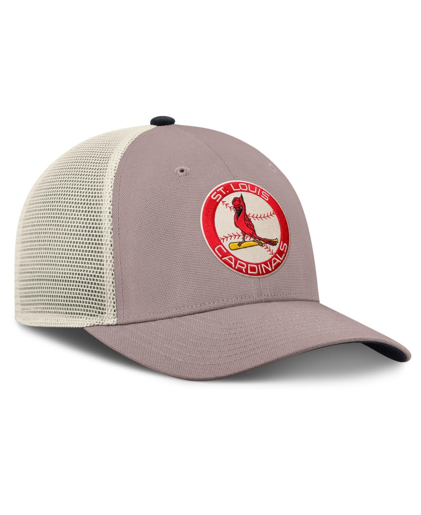 Мужская кепка Nike Khaki St. Louis Cardinals Rise Adjustable Trucker Hat — фото 3