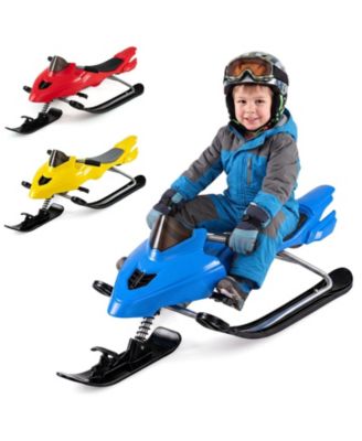 Metal Snow Racer Sled with Steering Handle and Foot Brake, 90 lb. Capacity, Ages 6-12