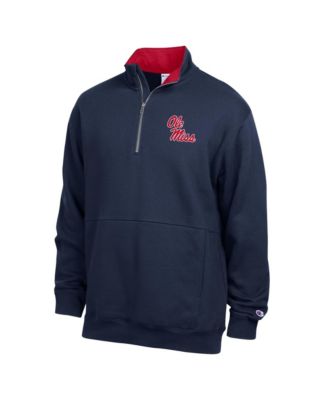 Men's  Navy Ole Miss Rebels Fleece Quarter-Zip Pullover