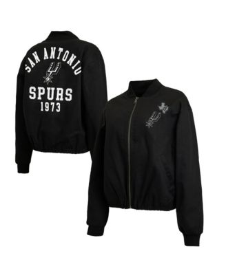 Women's  Black San Antonio Spurs Denim Full-Zip Bomber Jacket