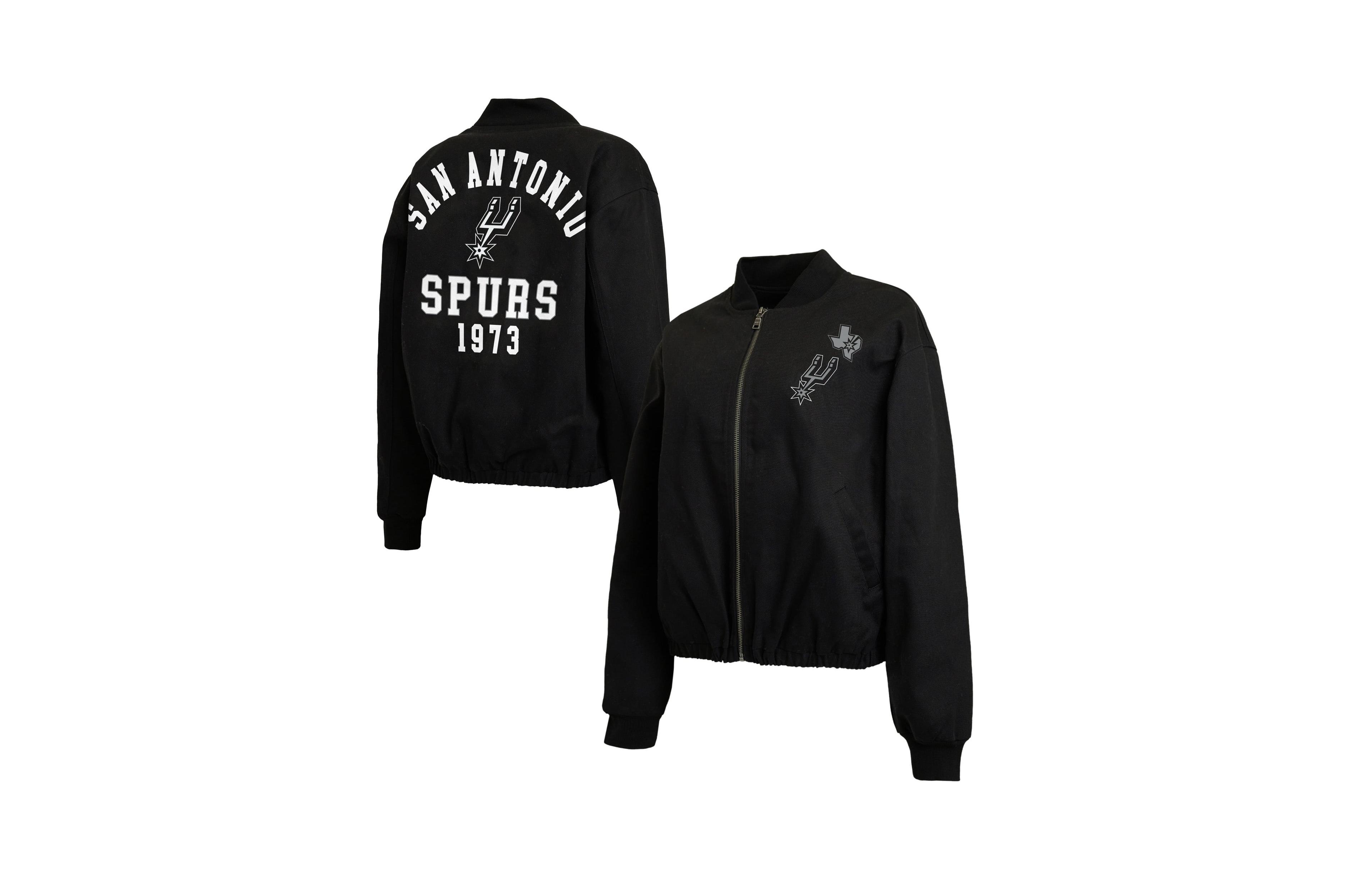 Wear by Erin Andrews Women's Black San Antonio Spurs Denim Full-Zip Bomber Jacket