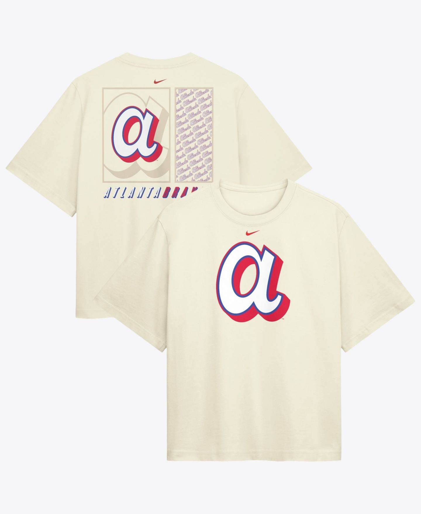 Женская футболка Nike Cream Atlanta Braves Premium Essentials Relaxed Boxy — фото 1