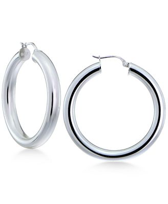 earrings bernini tubular hoop giani polished thick sterling silver macy created watches jewelry