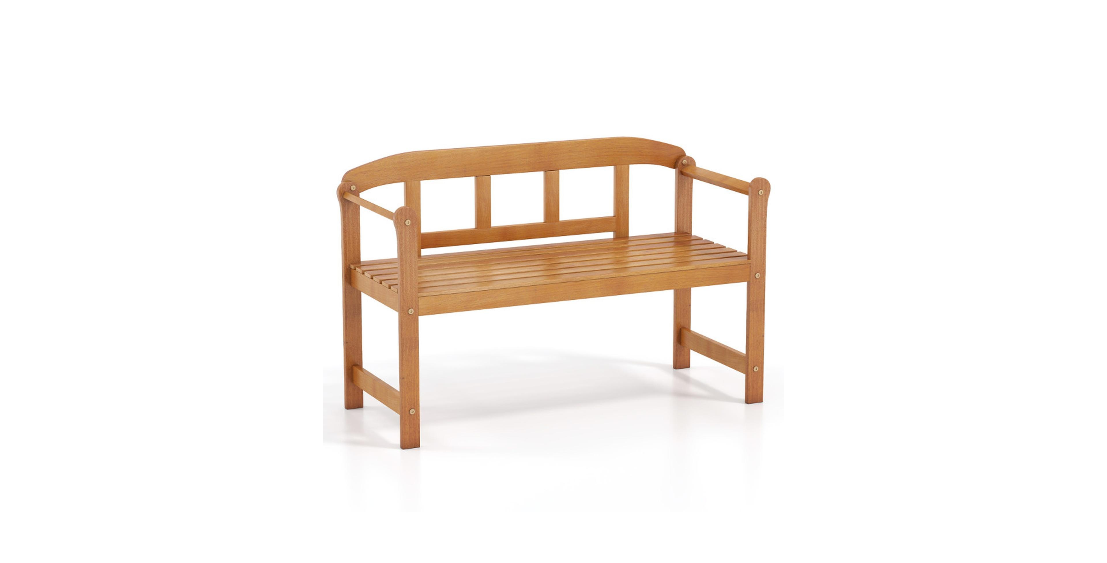 Sugift 2-Seater Acacia Wood Outdoor Garden Bench with Backrest and Armrests