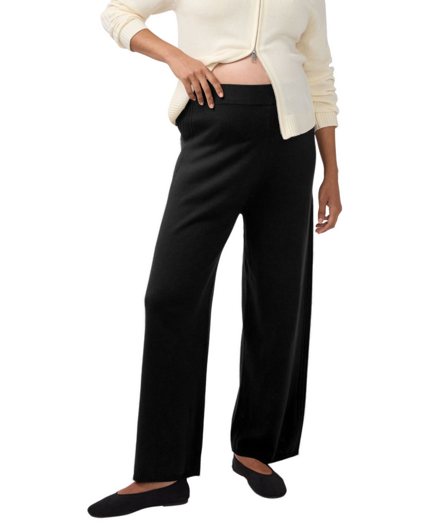 Maternity Sweater Pant Knit Wide-Leg Pants