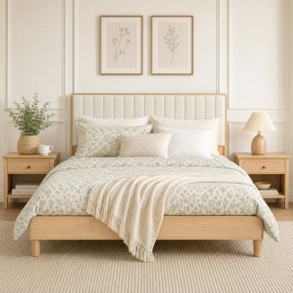 GAOMON Bed Frame with Vertical Channel Tufted Headboard, No Box Spring ...