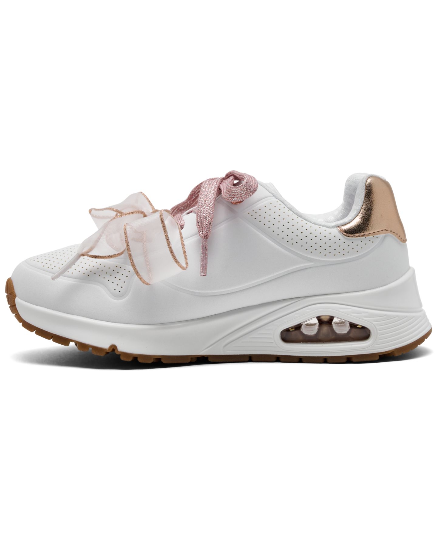 Кроссовки Skechers Double the Charm Low Top Casual Sneakers from Finish Line для девочек, цвет: Белый / Золотой — фото 3