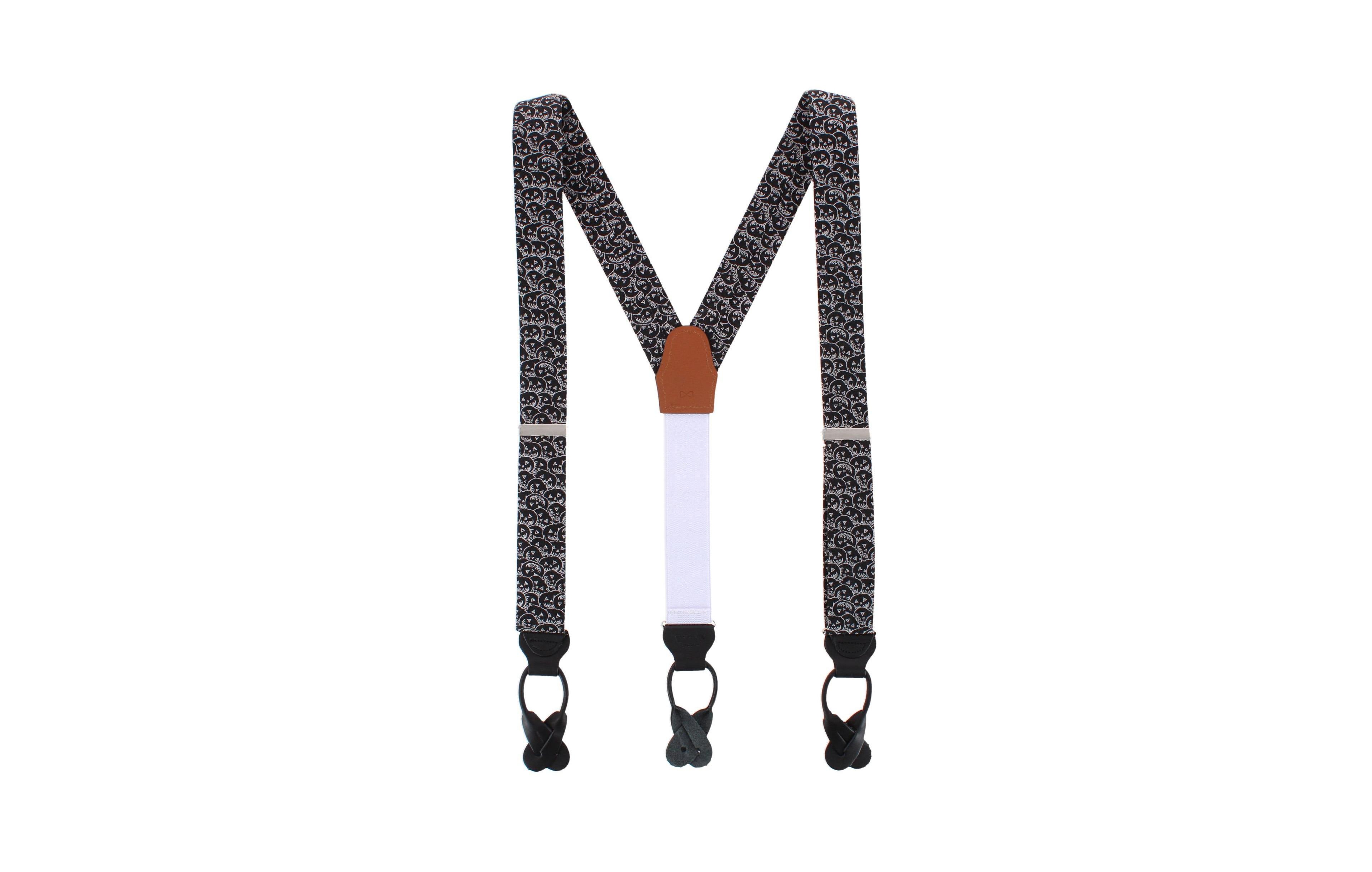 Trafalgar Halloween Silk-Blend Jack O'Lantern Smiley Button-End Suspenders