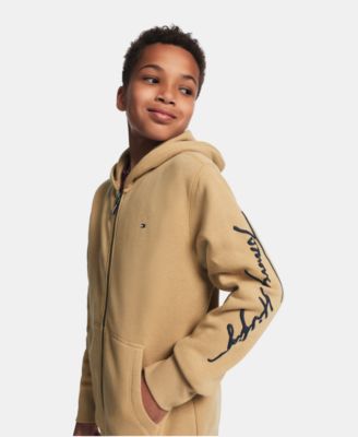 Boys' 8-20 Signature Full Zip Kangaroo-Pocket Cotton-Polyester Blend Zip Hoodie