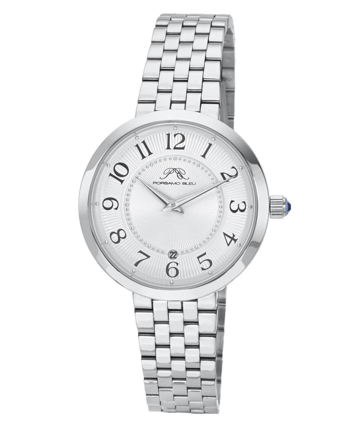 Porsamo Bleu Women's Quartz Clementine Silver Tone Stainless Steel Watch, 36 mm