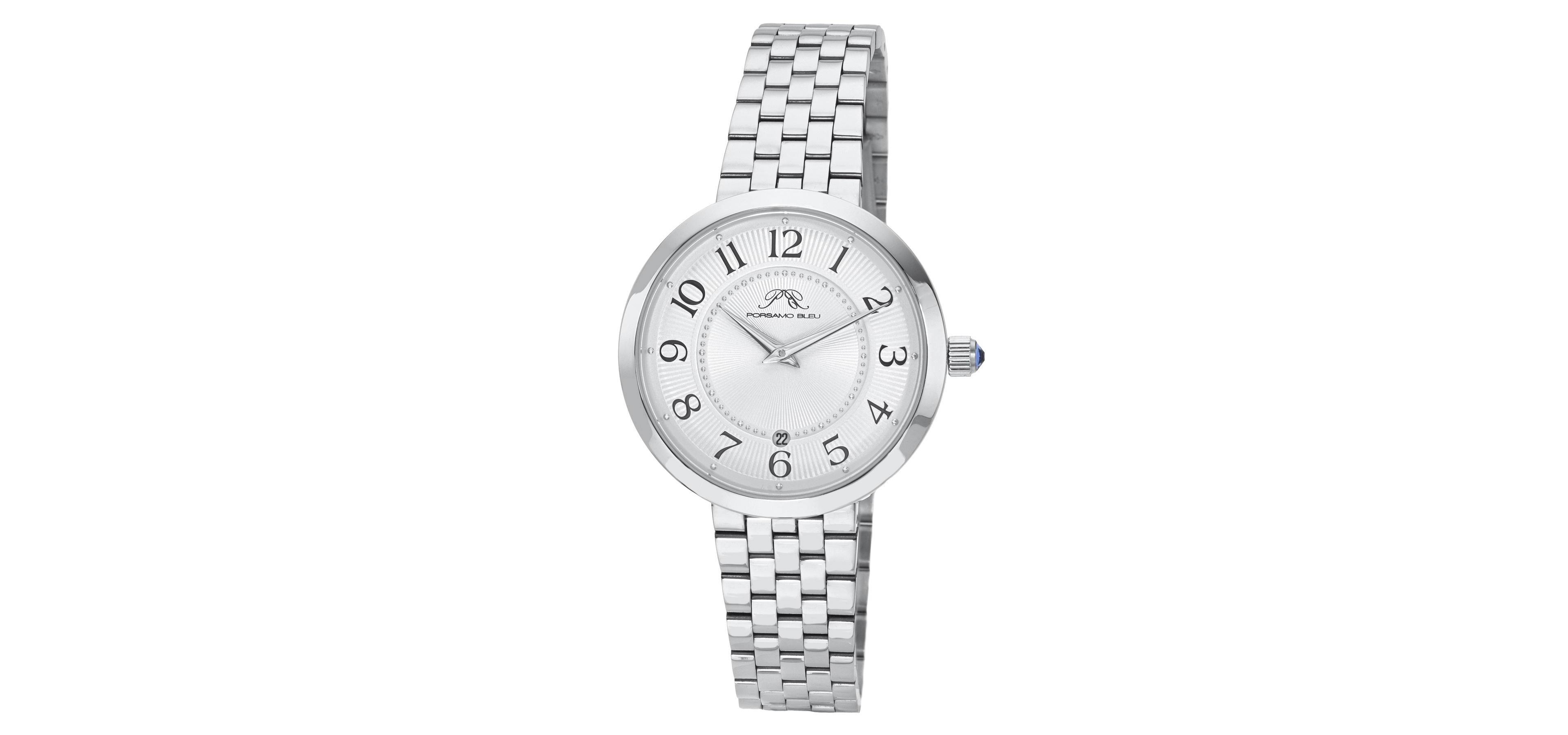 Porsamo Bleu Women's Quartz Clementine Silver Tone Stainless Steel Watch, 36 mm