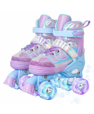 Adjustable Quad Roller Skates Light Up Wheels For Kids Beginners Outdoor Sports