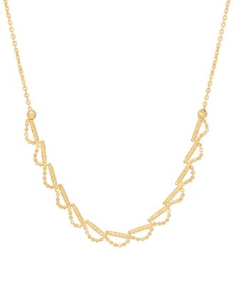 Scalloped Cable Chain 18" Necklace in 10k Yellow Gold