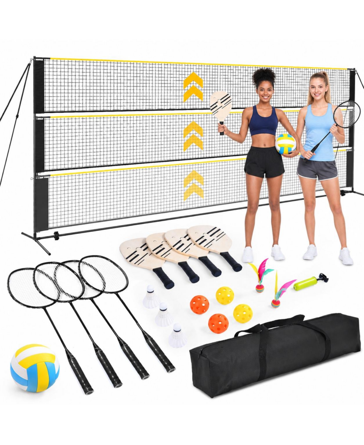 Sportneer Adjustable Height 3 1 Volleyball Badminton Pickleball Net Set with Carrying Bag