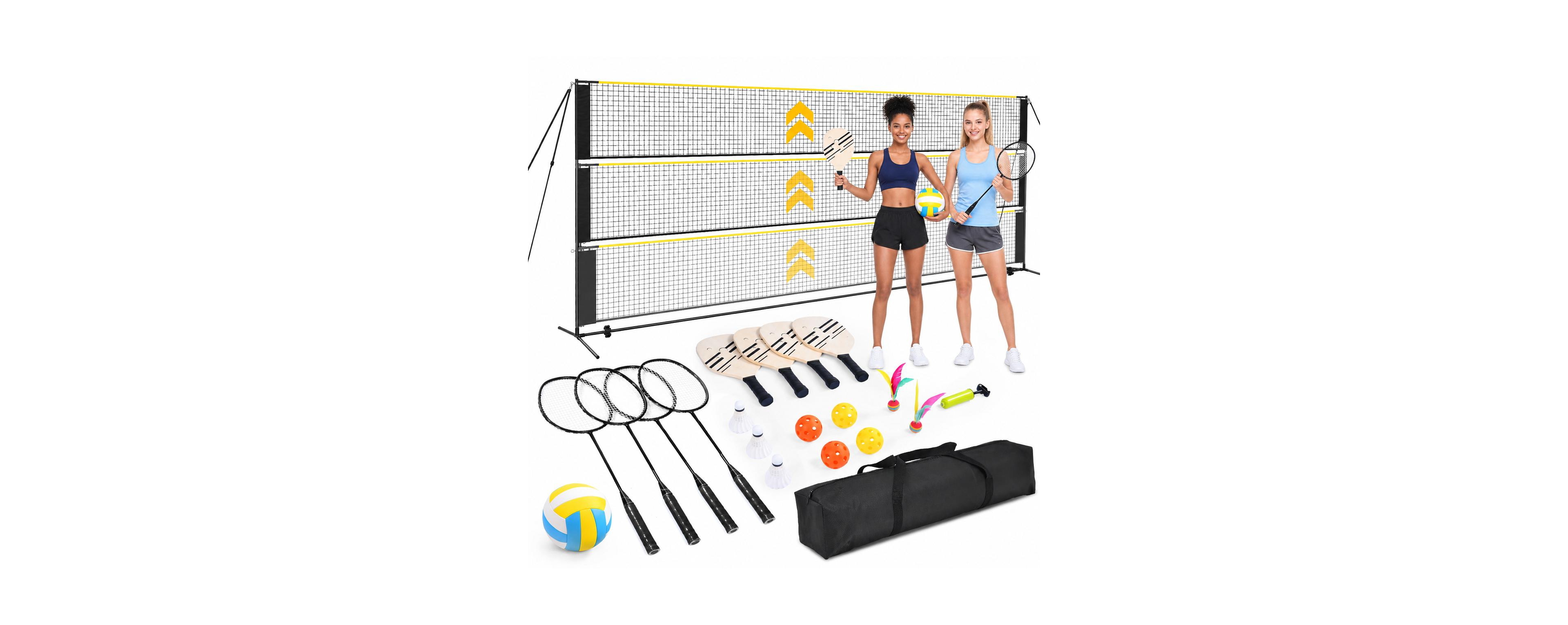 Sportneer Adjustable Height 3 1 Volleyball Badminton Pickleball Net Set with Carrying Bag