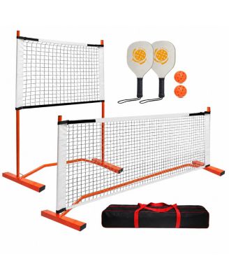 Adjustable Pickleball Net Set With Paddles Portable Practice Rebounder