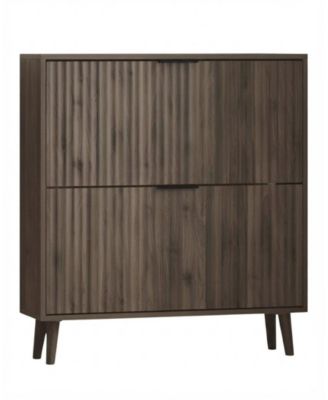 2-Drawer Shoe Cabinet with Flip Storage for Entryway Organization
