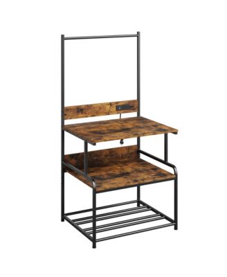 Farmhouse 2-Tier Wood Printer Stand with Charging Station and Storage