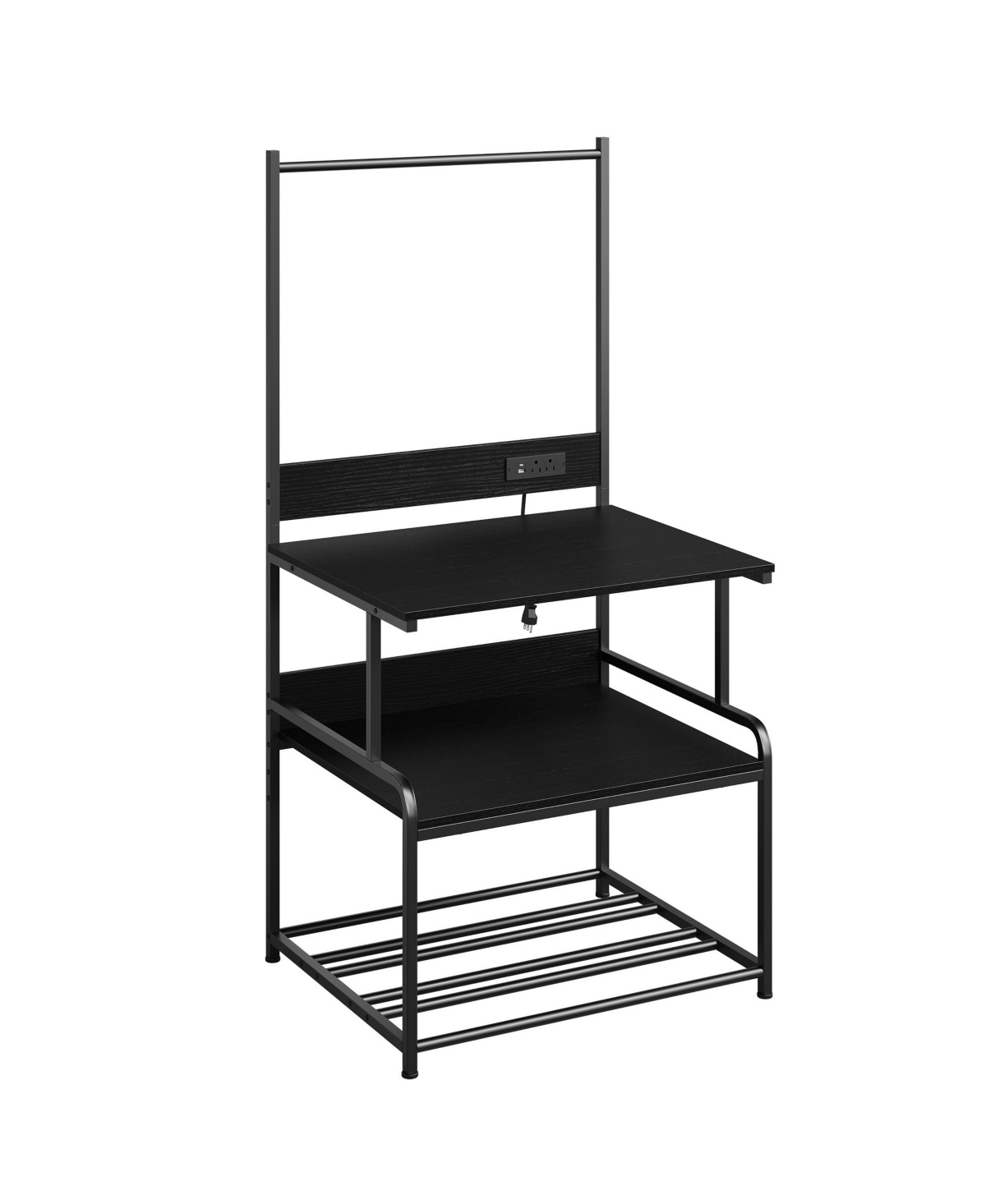 Gaomon Farmhouse 2-Tier Wood Printer Stand with Charging Station and Storage