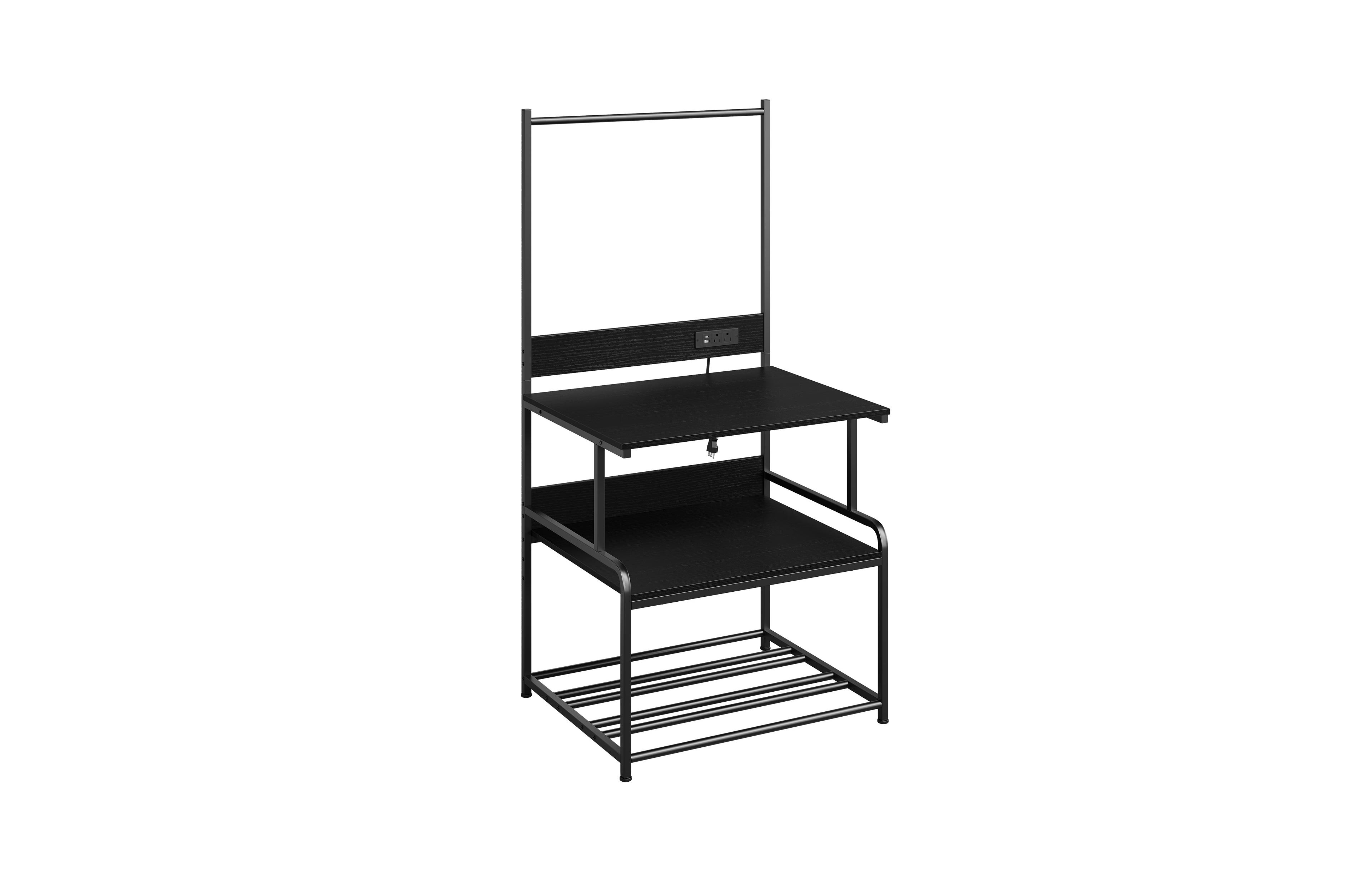 Gaomon Farmhouse 2-Tier Wood Printer Stand with Charging Station and Storage