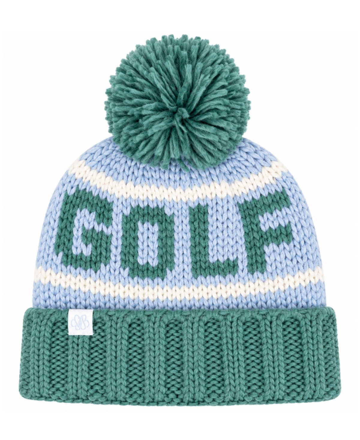 Bits & Bows Golf Striped Pom Beanie