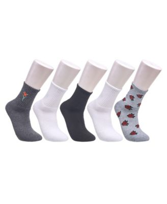 Women's Rose Print Full Cushion Crew Socks, 5-Pack