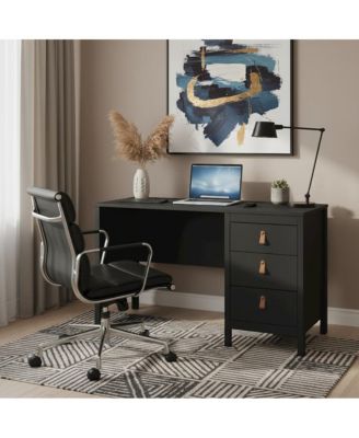 Matte Computer Desk with 3 Drawers, Home Office Study Table