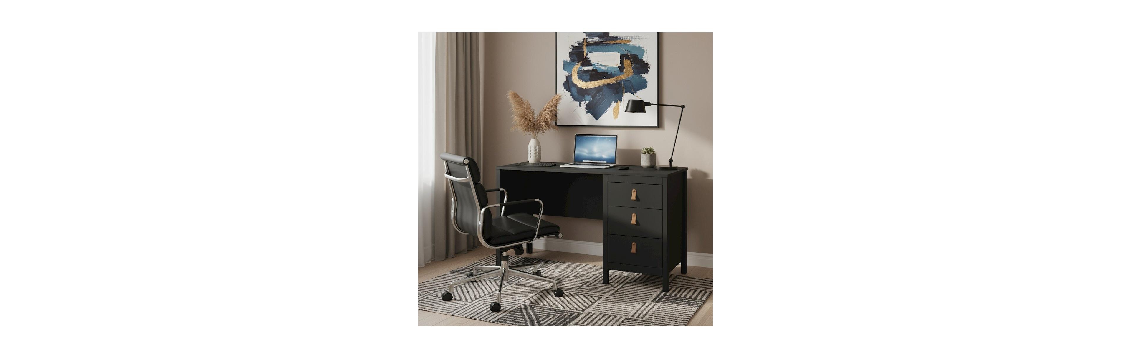 FurniFact Matte Computer Desk with 3 Drawers, Home Office Study Table