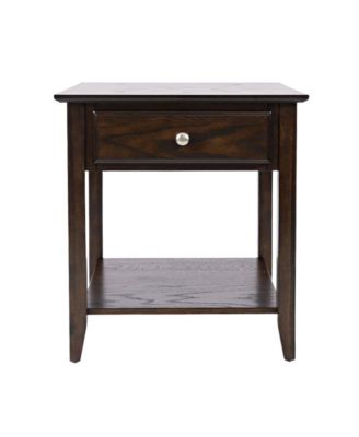 Espresso Brown Wooden End Table with Drawer, Elegant Side Table for Bedroom