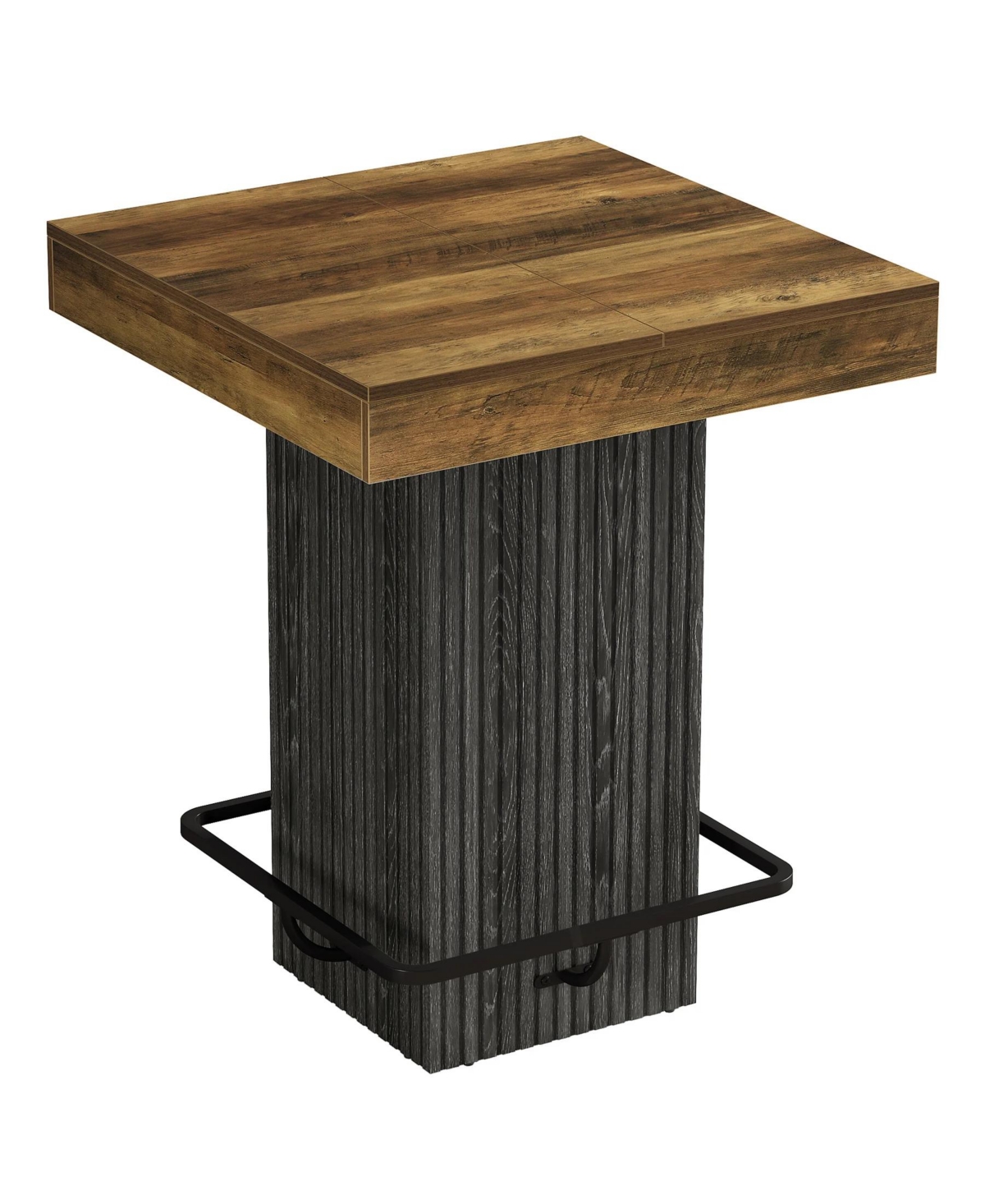 Slickblue Counter Height Bar Table with Square Top and Metal Footrest for Kitchen Dining