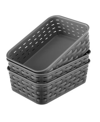 3 Pack Small Plastic Baskets for Organizing Pantry Bedroom Kitchen