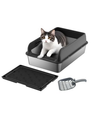 23.6"  Enclosed Stainless Steel Litter Box with Lid, Mat and Scoop