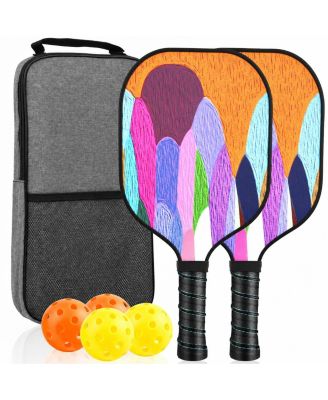 USAPA Approved Fiberglass Pickleball Paddles Set of 2 with Balls and Carry Bag