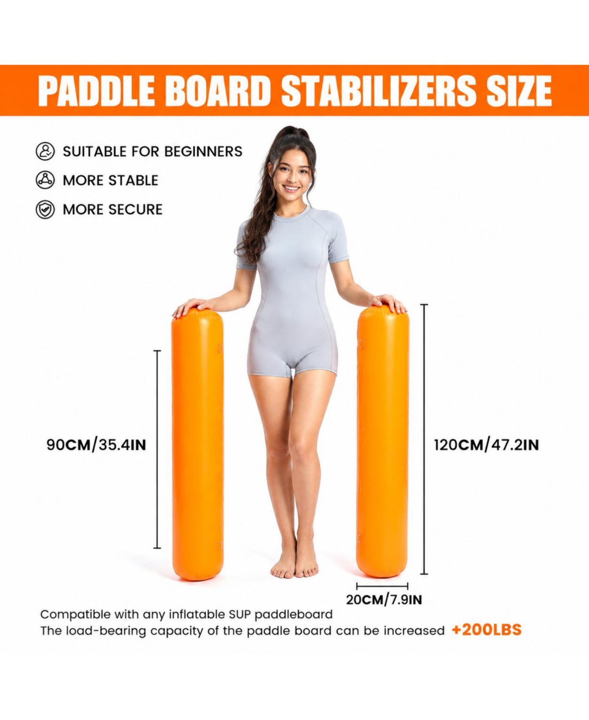 Furlihong Inflatable Stand Up Paddle Board Stabilizers For Fishing Yoga Beginners - Light blue