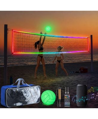 LED Volleyball Net Glow In The Dark Set With Music App Remote Control